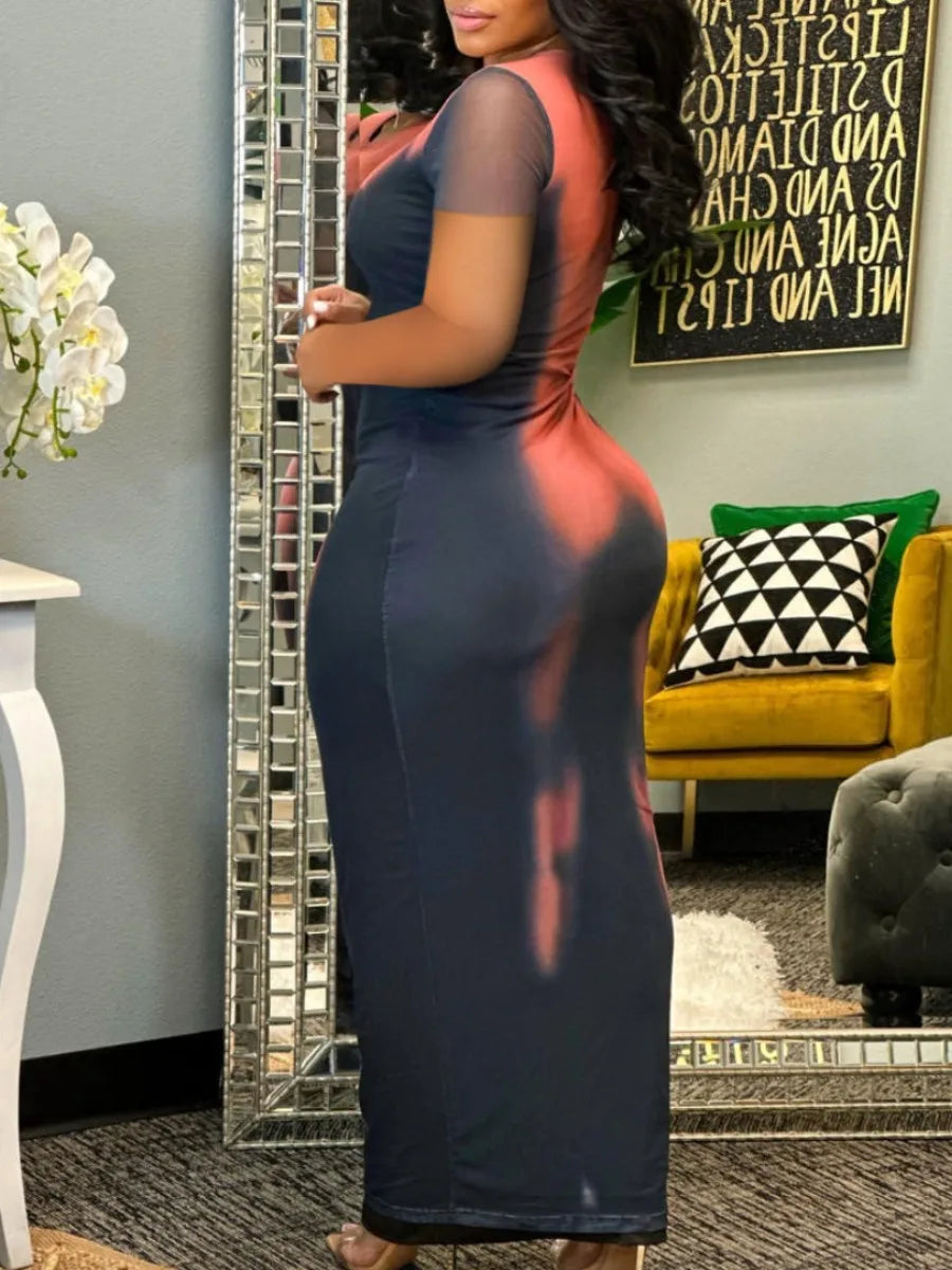 Mid & Plus Size Body Heat Print Bodycon Dress